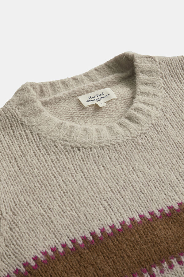 Beige Striped Wool Women's Sweater 3