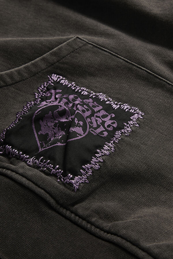 Antrasit Relax Kalıp Kapuşonlu Erkek Sweatshirt 3