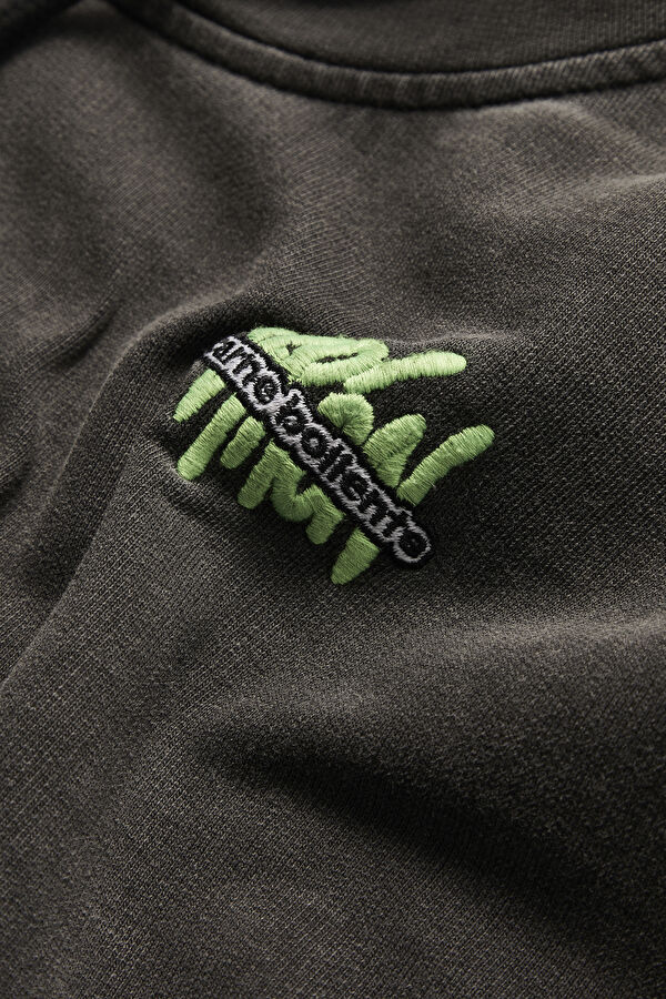 Antrasit Relax Kalıp Kapuşonlu Erkek Sweatshirt 4