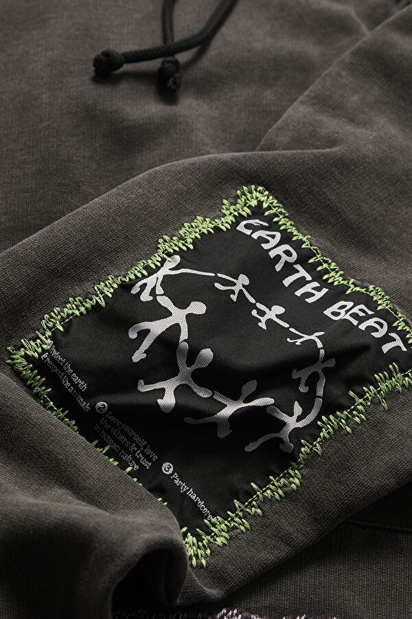 Antrasit Relax Kalıp Kapuşonlu Erkek Sweatshirt 5