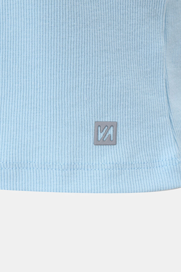 Dar Kalıp Mavi Kadın T-Shirt 3