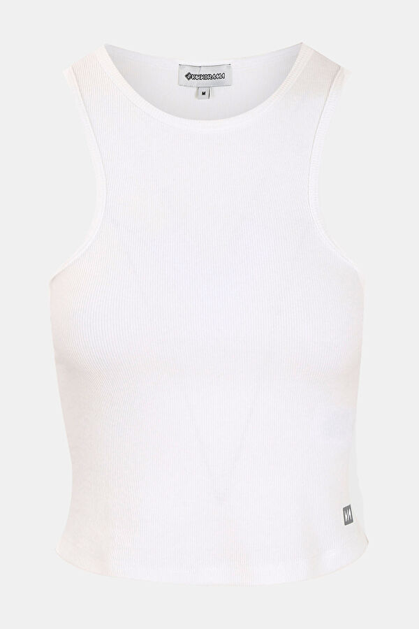 Close Fit Ecru Halter Tshirt