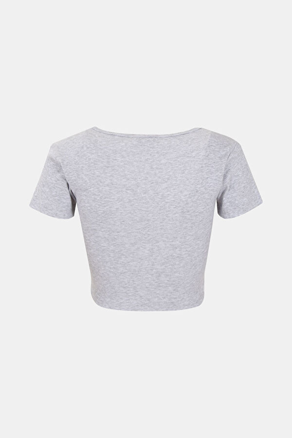 Close Fit Gray Melange Bicycle Collar Tshirt 2