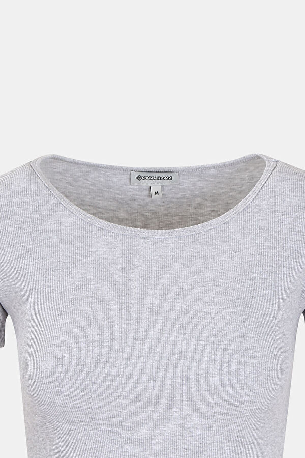 Close Fit Gray Melange Bicycle Collar Tshirt 3