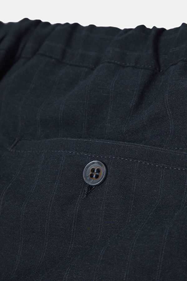 Navy Blue Straight Leg Men's Trousers 4