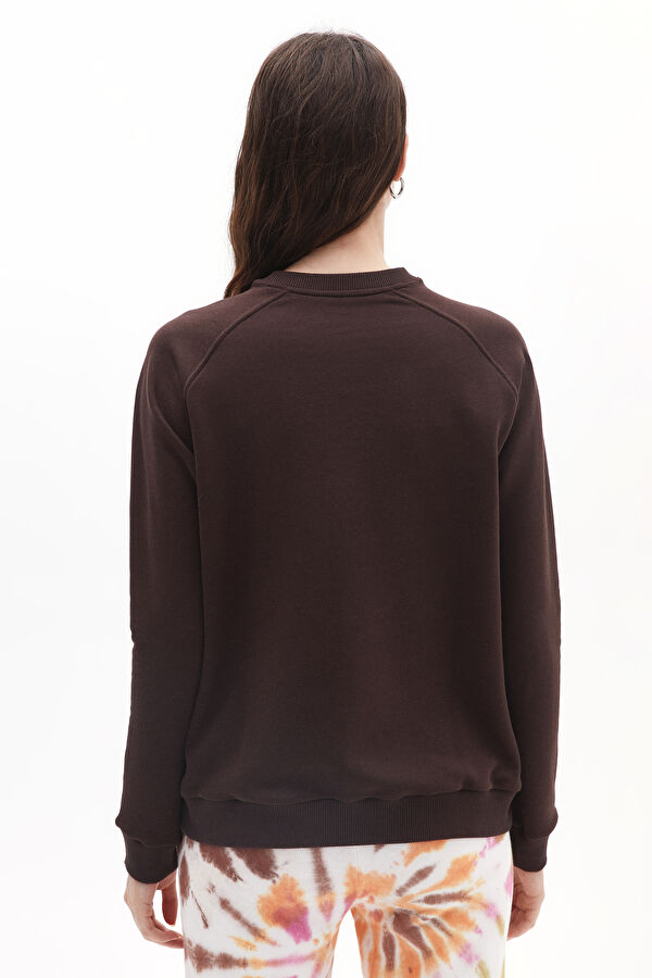 Coffee-colored Crew Neck Women's Sweatshirt 3