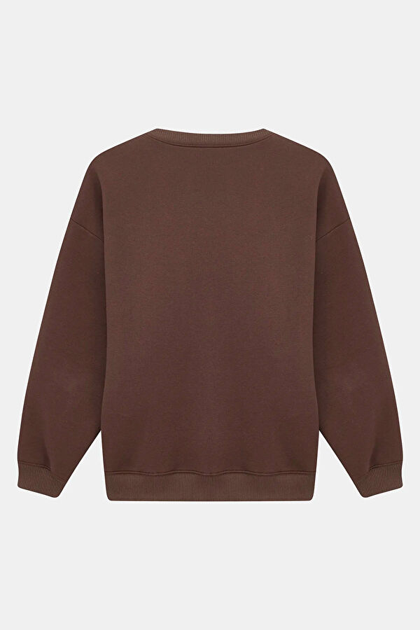 Coffee-colored Crew Neck Women's Sweatshirt 5