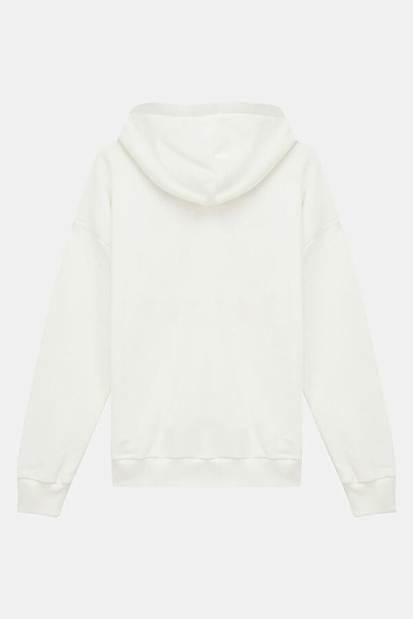 Beyaz Kapuşonlu Kadın Sweatshirt 5