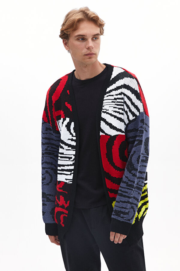 Colorful Patterned Knitted Men's Cardigan