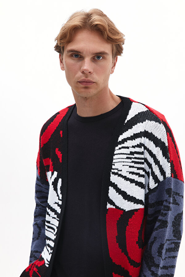 Colorful Patterned Knitted Men's Cardigan 2