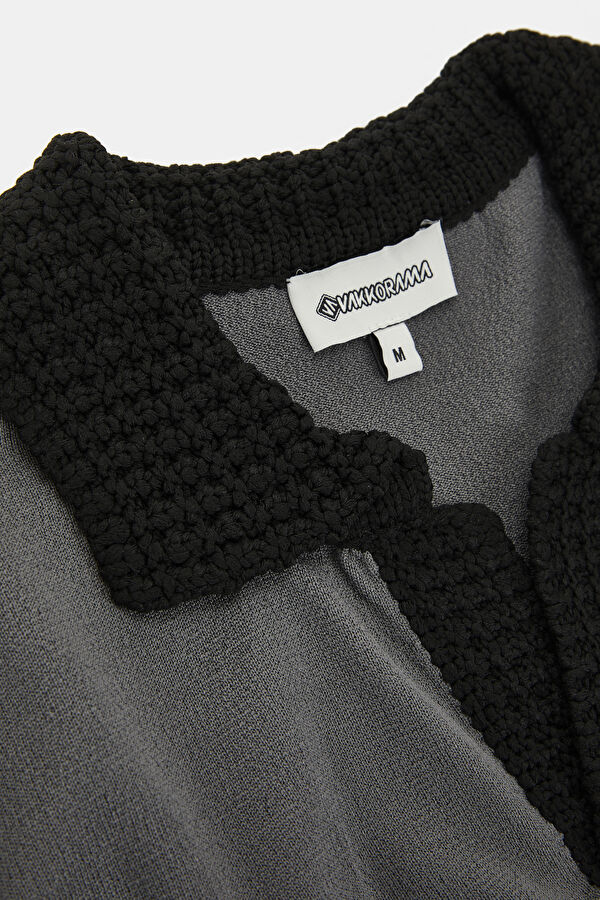Grey Gradient Pattern Knitted Men's Sweater 5