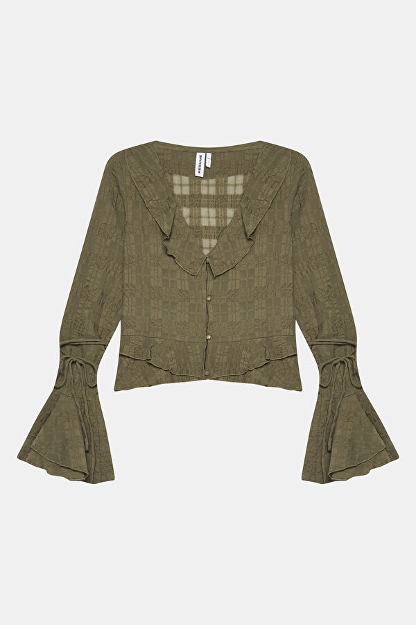 Beige V Neck Blouse