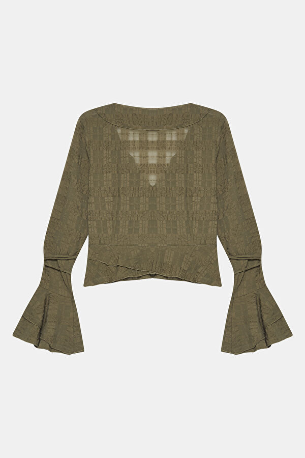 Beige V Neck Blouse 2