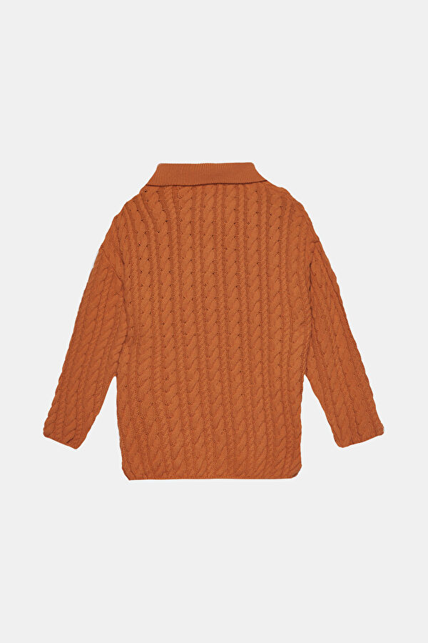 Orange Knitted Pattern Women's Sweater 2