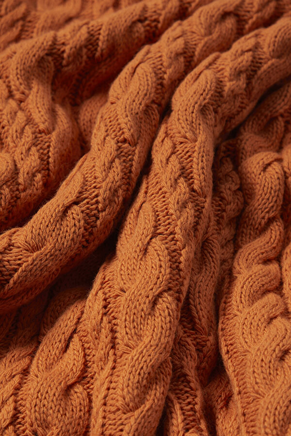 Orange Knitted Pattern Women's Sweater 3
