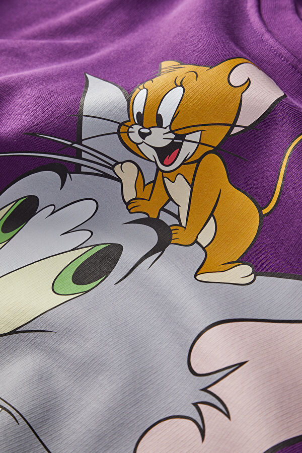Mor Bisiklet Yaka Erkek Sweatshirt 2