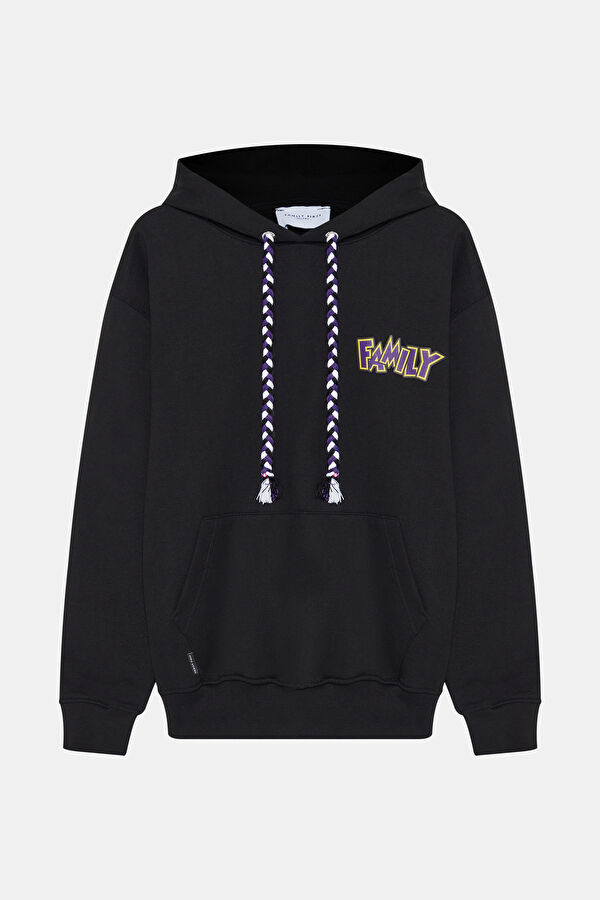 Siyah Kapuşonlu Erkek Sweatshirt