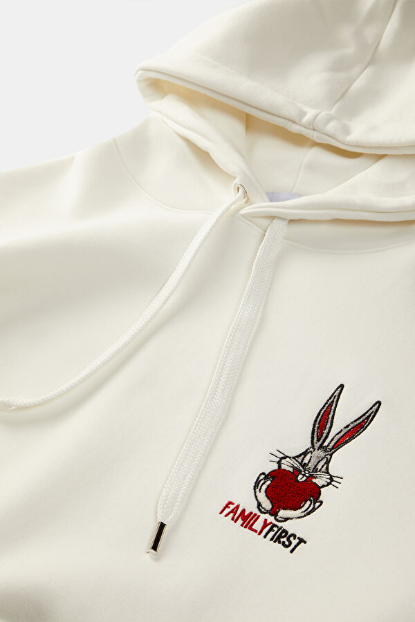 Beyaz Bisiklet Yaka Erkek Sweatshirt 3