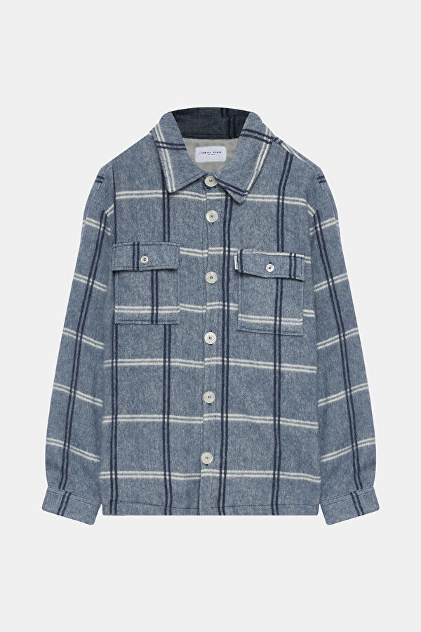 Oversize Açık Mavi Ekose Erkek Gömlek 4