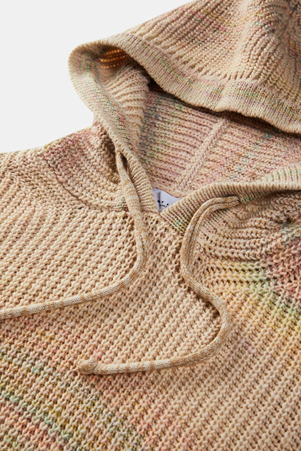 Oversize Beige Design Filled Hoodie Jersey 3