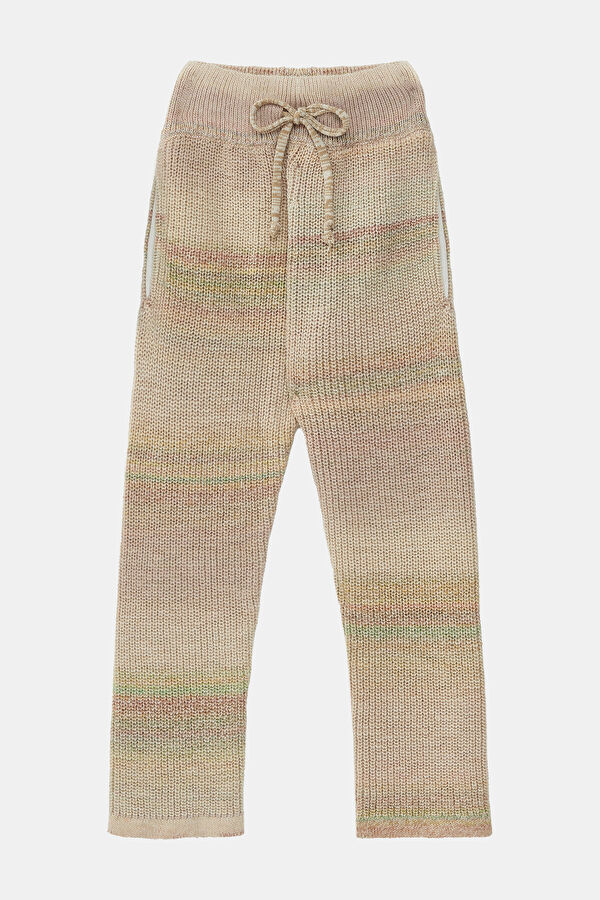 Beige Wide Leg Wool Men's Trousers