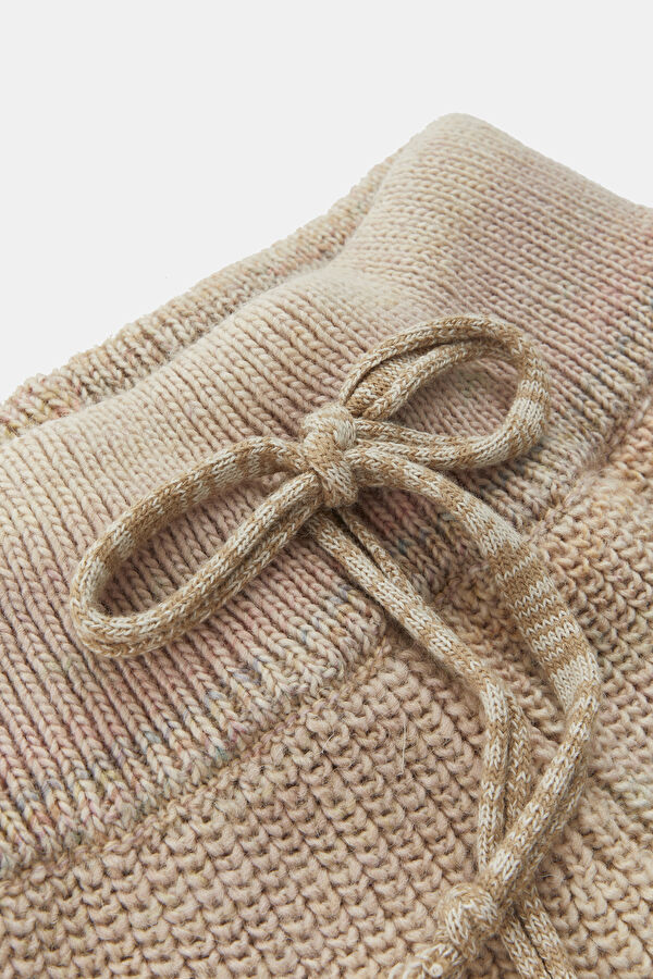 Beige Wide Leg Wool Men's Trousers 3