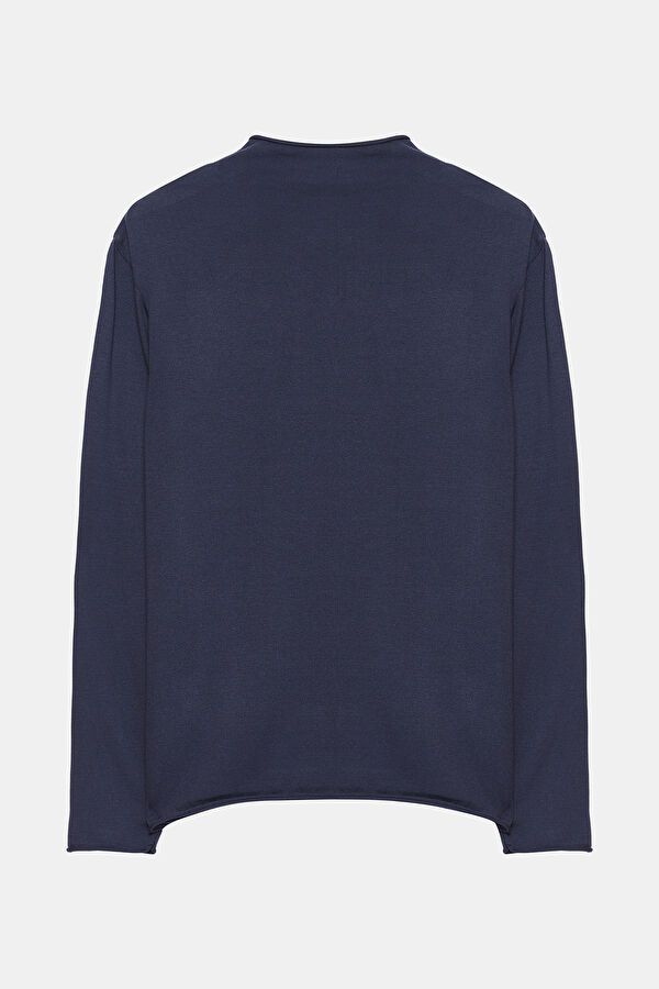 Navy Blue Viscose Knit Men's Sweater 2
