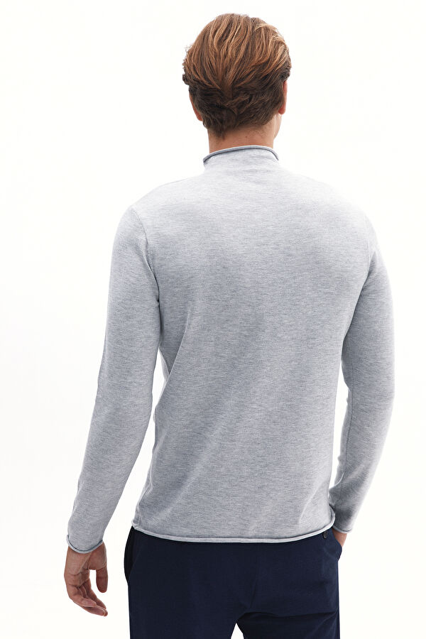 Grey Melange Viscose Knit Men's Sweater 3
