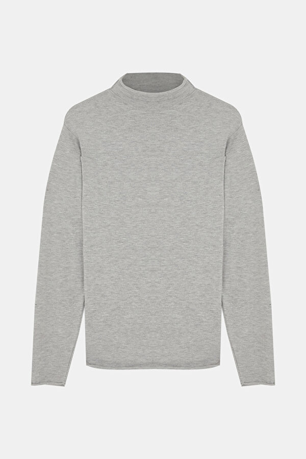 Grey Melange Viscose Knit Men's Sweater 4