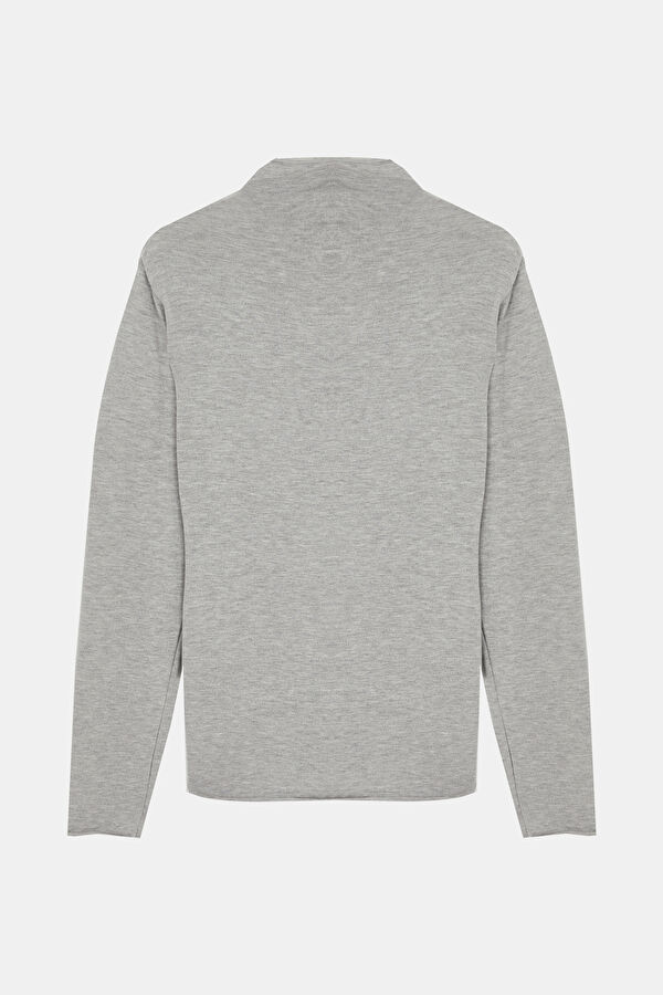 Grey Melange Viscose Knit Men's Sweater 5