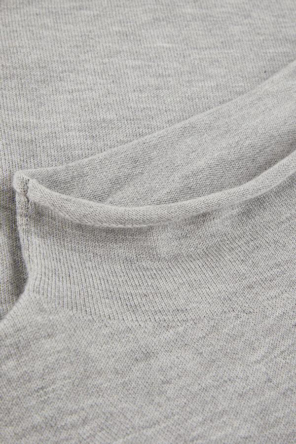Grey Melange Viscose Knit Men's Sweater 6