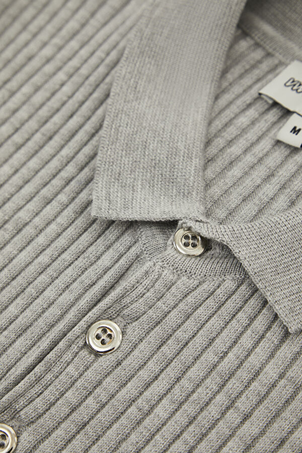 Grey Melange Viscose Knit Men's Sweater 6
