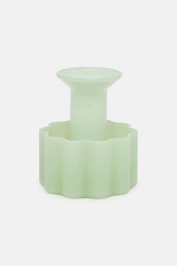 Wave Candle Holder, Light Green, STD 2