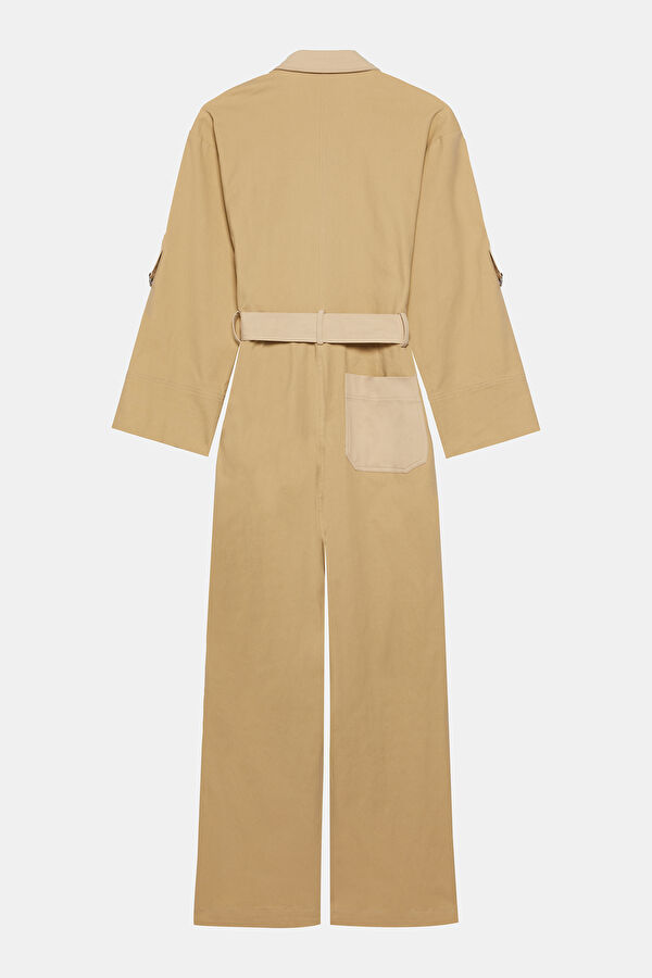 Relax Fit Beige Design Filled Jumpsuit 4