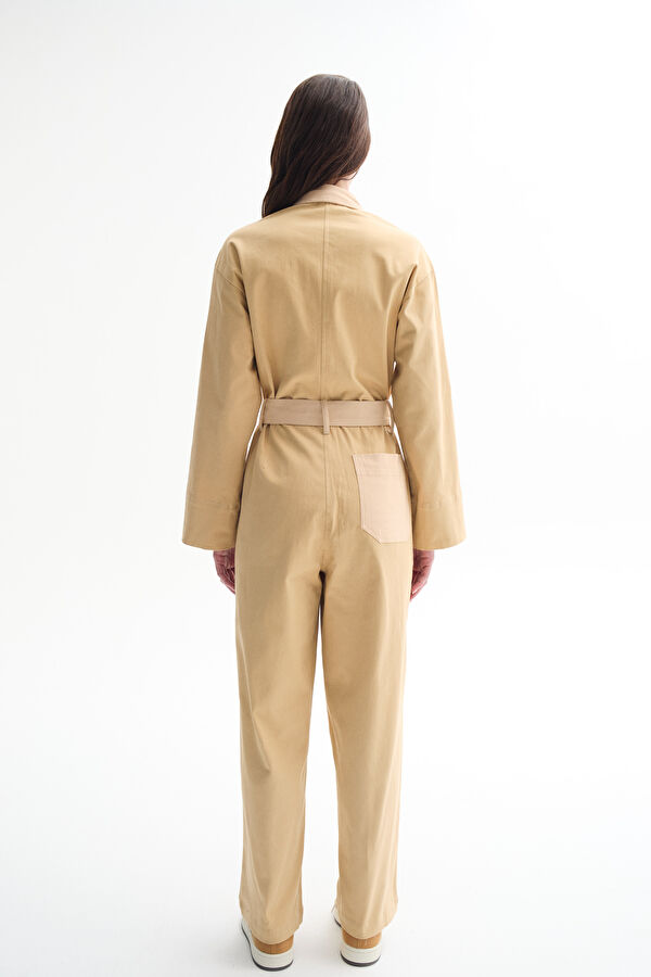 Relax Fit Beige Design Filled Jumpsuit 2