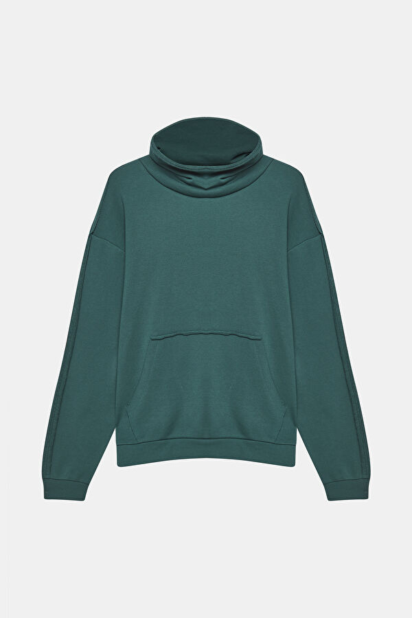Koyu Yeşil Dik Yaka Erkek Sweatshirt 4