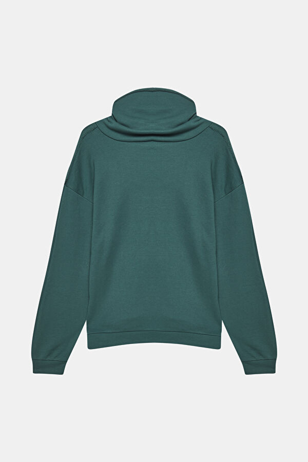 Koyu Yeşil Dik Yaka Erkek Sweatshirt 5