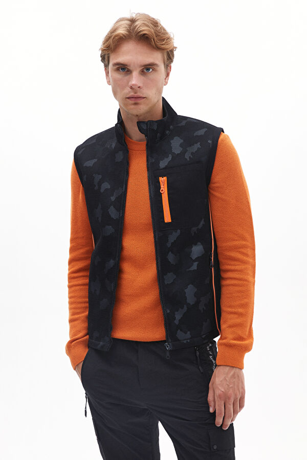 Black Patterned Men's Vest