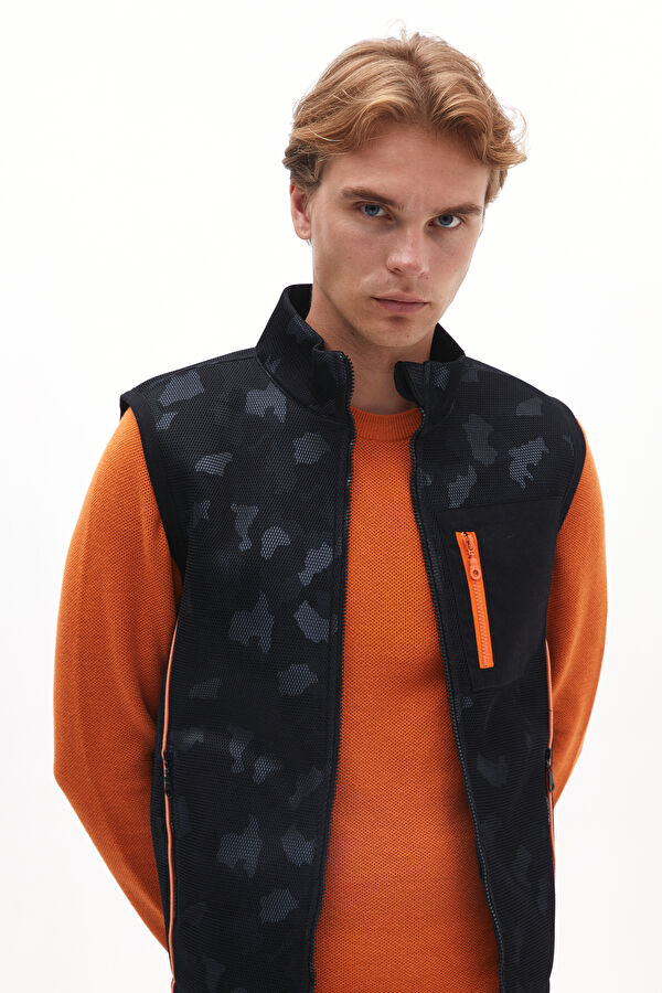 Black Patterned Men's Vest 2