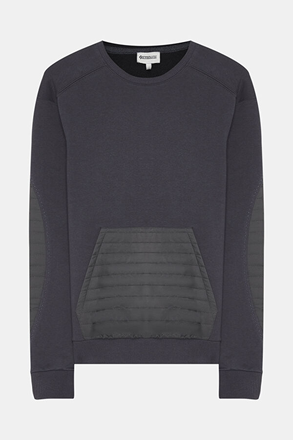 Koyu Gri Bisiklet Yaka Erkek Sweatshirt