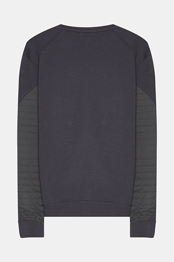 Koyu Gri Bisiklet Yaka Erkek Sweatshirt 2