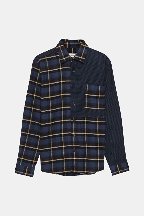 Men's Shirt with Blue Trim Details