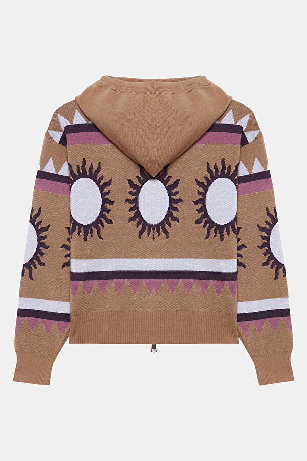 Light Brown Patterned Women's Cardigan 2