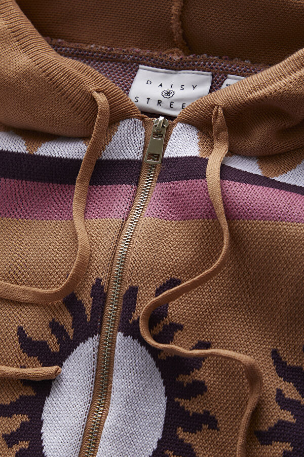 Light Brown Patterned Women's Cardigan 3