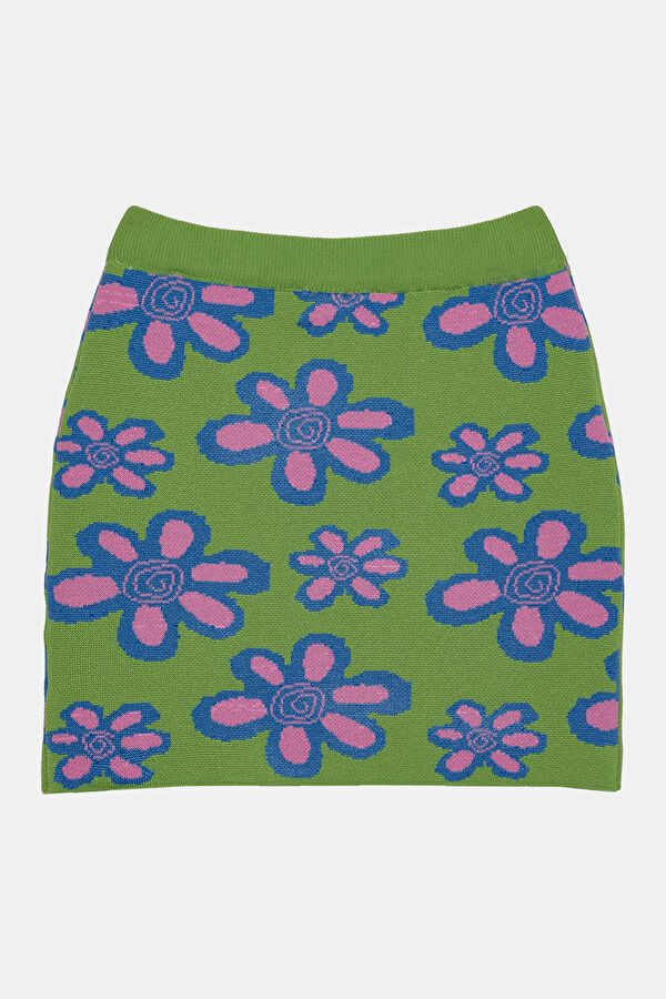 Green Floral Patterned Women's Skirt 2