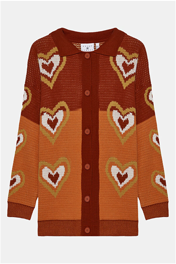 Red Patterned Women's Cardigan
