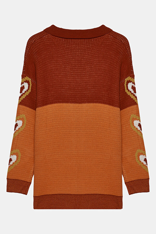 Red Patterned Women's Cardigan 2