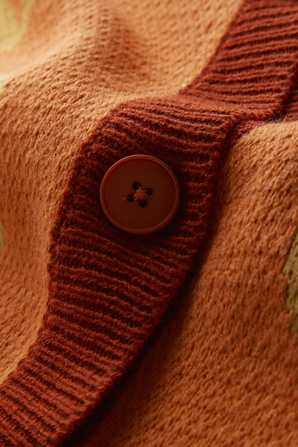 Red Patterned Women's Cardigan 5