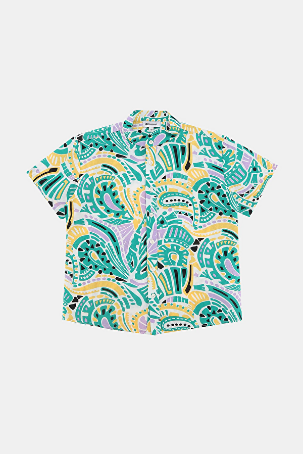 Multicolor Design Filled Mandarin collar Shirt