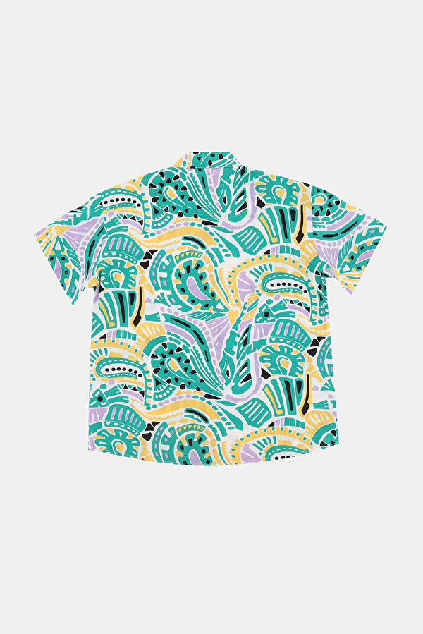 Multicolor Design Filled Mandarin collar Shirt 2